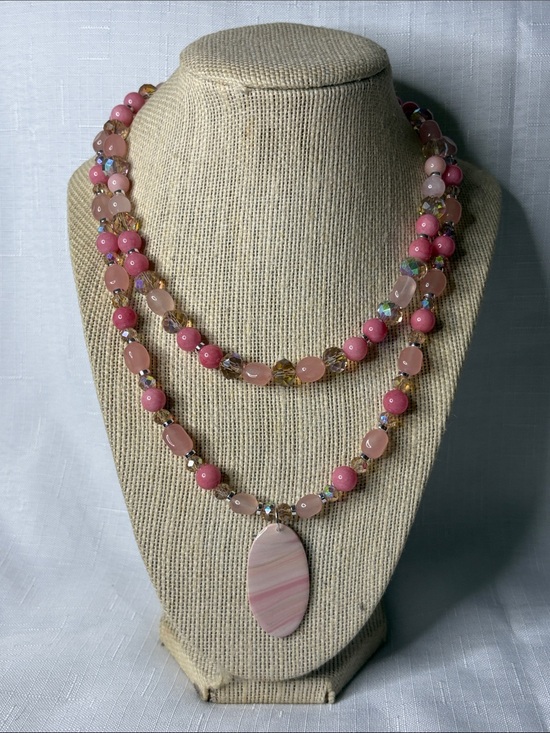 Real Diehl Jewelry Jewelry - Handcrafted Rose Quartz/Pink Jade 2 Necklace Set